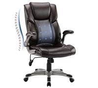 COLAMY Chaise de Bureau Ergonomique avec Dossier Haut, Chaise de Bureau pivotante en Cuir avec accoudoirs pliants rembourrés, Fermeture d'inclinaison réglable, Chaise pivotante pour Adulte Marron