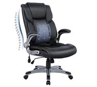COLAMY Chaise de Bureau Ergonomique avec Dossier Haut, Chaise de Bureau pivotante en Cuir avec accoudoirs pliants rembourrés, Fermeture d'inclinaison réglable, Chaise pivotante pour Adulte Noir