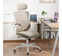 COLAMY Chaise de Bureau Ergonomique en Maille avec Appui-tête réglable et Support Lombaire - avec accoudoirs rabattables - Fonction Bascule à 140 ° - Kaki