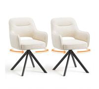 COLAMY Chaise - Lot 2 Chaise pivotante premium avec demi-accoudoirs - Base métallique haute stabilité, beige