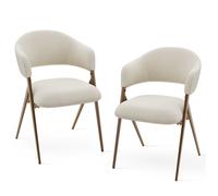 Colamy Chaise-Lot de 2 Chaises de Salle à Manger - Design Ergonomique et Confortable, Style Vintage, Tissu Beige
