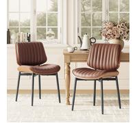 COLAMY Chaise-Lot de 2 Chaises, Structure en Métal, Design Vintage, Chaise Idéales pour Cuisine et Salle à Manger, marron