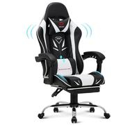 COLAMY Chaises de bureau - Chaise gaming ergonomique, avec repose-pieds, capacité de charge maximale 136kg-blanc