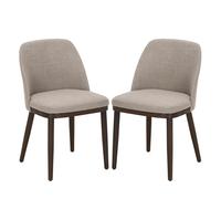COLAMY Lot de 2 Chaises - Chaises Design Confortables en Tissu avec Pieds en Bois Massif, Idéales pour Salle à Manger, Marron