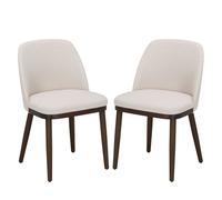 COLAMY Lot de 2 Chaises - Chaises Design Confortables en Tissu avec Pieds en Bois Massif, Idéales pour Salon ou Cuisine, Beige