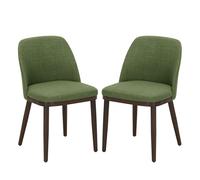 COLAMY Lot de 2 Chaises - Chaises Design en Tissu avec Pieds en Bois Massif, Idéales pour Salon, Cuisine ou Salle à Manger,Vert