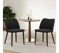 COLAMY Lot de 2 chaises de Salle à Manger rembourrées, Modernes, avec Assise rembourrée et Pieds en Bois, pour Restaurant, café, Gris foncé