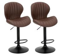 COLAMY Lot de 2 tabourets de Bar pivotants à 360° - Hauteur réglable - en Cuir synthétique - pour Cuisine, Bar, Salle à Manger, Bureau - Marron
