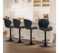 COLAMY Lot de 4 tabourets de Bar pivotants Modernes en Similicuir rembourré à Hauteur réglable avec Dossier Haut pour Bar, îlot de Cuisine, Salle à Manger, Noir