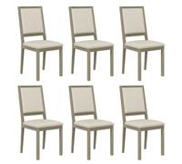 COLAMY Lot de 6 chaises de salle à manger en bois rembourrées modernes du milieu du siècle, chaise de salle à manger en tissu de 48,3 cm avec dossier pour cuisine, salle à manger, gris