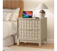 COLAMY Table de Chevet avec Station de Charge, Table d'appoint de lit Moderne de 55,9 cm avec 2 tiroirs de Rangement et échiquier pour Chambre à Coucher, dortoir et Petits espaces - Chêne