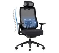 COLAMY XK01 Atlas Chaise de Bureau Ergonomique, Fauteuil de Direction en Mesh avec Appui-Tête Réglable, Chaise de Bureau Informatique Pivotante avec Accoudoirs 4D, Base en Nylon, Noir