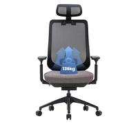 COLAMY XK01 Atlas Chaise de Bureau Ergonomique, Fauteuil de Direction en Mesh avec Appui-Tête Réglable, Chaise de Bureau Informatique Pivotante avec Accoudoirs 4D, Base en Nylon,Gris Foncé