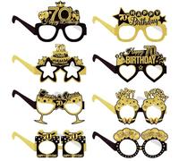 COLANANA Décoration de lunettes de fête d'anniversaire, décorations de fête d'anniversaire, 8 pièces en papier amusant pour 70e anniversaire, accessoires de photomaton pour homme et femme