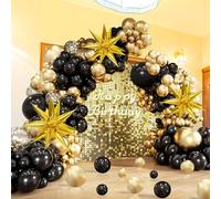 COLANANA Kit d'arche de ballons, 116 pièces, décorations d'anniversaire noires et dorées pour adultes et enfants, fête prénatale, mariage, anniversaire de mariage, fête de carnaval