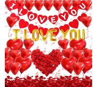 COLANANA Kit de Décoration de Saint Valentin,Ballons Coeur Avec 500PCS de Pétales de Roses Amour Décoration Ballon Fiançailles,Anniversaire,Fête de Mariage,Suggestion,Confessions