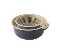 Colander Bowl Set - Fruit and Vegetable Washing Strainer Bowl | Noodle Cleaning Basket | Double-Layer Drainer, Non-Slip Base, Quick-Drain Holes, Stackable, for Berries Pasta Salad, Small