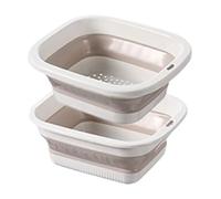 Colander for Kitchen, Folding Colander Bowl Strainers, Double Layer Drain Basket for Fruit, Pasta, Spaghetti, Vegetable, Food Prep Containers, Space-Saving Drainer for Sink Counter, 25x22x10cm