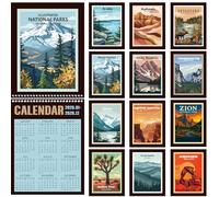 Colarr Calendrier mural 2026 du parc national 2026, janvier 2026 à décembre 2026, 25,4 x 33 cm, grands calendriers muraux de 12 mois à suspendre pour la maison ou le bureau, conception d'œuvres d'art