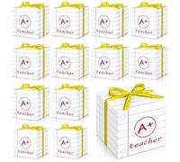 Colarr Lot de 24 boîtes cadeaux pour la rentrée scolaire avec ruban, carnet de notes, boîtes à friandises, cadeaux pour le premier jour d'école, décorations de fête, sacs à friandises pour fournitures
