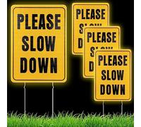 Colarr Lot de 4 panneaux de signalisation réfléchissants double face de 40 x 30 cm avec piquet en plastique ondulé - Panneaux de signalisation routière de cour pour quartiers de rue