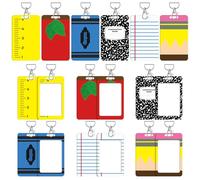 Colarr Lot de 6 porte-badges d'identification pour enseignant, cadeaux de reconnaissance des enseignants, cordons mignons en plastique avec support d'identification pour le personnel scolaire, les