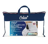 COLAS NORMAND - Lot de 2 Oreillers Qualitygel Percale Coton - Moelleux - 45x70cm - Soutien cervicale - Qualité hôtel - Doux - Fabrication française - Blanc 73130207