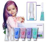 COLAYERIST 4 Couleurs Cire Colorante Cheveux, Craie pour Cheveux Lavable, Kit Couleur Temporaire Mascara pour Cheveux Lavable, Cadeau Fille 6 7 8 910 11 12 13 Ans