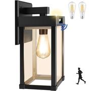 COLBOR Lampe Solaire Extérieur avec Détecteur de Mouvement 2 Ampoules(1PC) | Applique Solaire Extérieur 3 Modes Intelligents, IP65 Etanche, Eclairage Puissant Style Lanterne pour Jardin & Garage