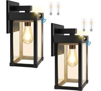 COLBOR Lampe Solaire Extérieur avec Détecteur de Mouvement 4 Ampoules(2PCS) | Applique Solaire Extérieur 3 Modes Intelligents, IP65 Etanche, Eclairage Puissant Style Lanterne pour Jardin & Garage