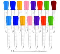 Colcolo 15 Pièces Pipette de Transfert Liquide Compte-gouttes Gradué Dropper Pipette Pasteur Régulier Pointe Fine Pression Du Bulbe pour Échantillons et