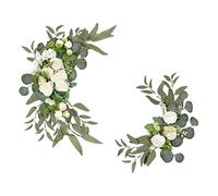 Colcolo 2 Pièces Fleur Artificielle, Decoration Mariage, Couronne de Fleur, Arches de Mariage Suspendue pour Fond de Mur, Blanc