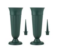 Colcolo 2X Vase Cimetiere, Vases Funéraires avec Piédestal, Vases en Plastique Décorations Commémoratives pour Pierres Tombales, Vase Enfichable en Guise de Décoration de Sépulture