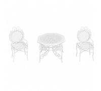 Colcolo 3 Pièces Table Chaises Miniatures en Fer Réaliste Décoration Miniature Style Campagne Américaine Polyvalent Accessoire Diorama Miniature