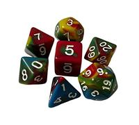 Colcolo 7x dés de jeu en acrylique dés polyédriques jeux de table dés multifaces jeu de dés RPG quatre couleurs dés pour réunion de famille cadeaux fêtes, Stylee