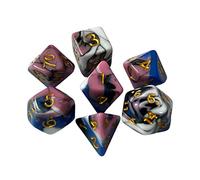 Colcolo 7x dés de jeu en acrylique dés polyédriques jeux de table dés multifaces jeu de dés RPG quatre couleurs dés pour réunion de famille cadeaux fêtes, style je