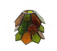 Colcolo Abat-jour en Verre Teinté Fait Main pour avec Structure en Couches et Panneaux Facettés pour Éclairage Extérieur Terrasse et Ambiance Soirée, Vert + Marron