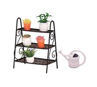 Colcolo Accessoires de décoration pour maison de poupée miniature, maquettes de scènes miniatures, kit d'étagère à plantes, mini-pots de fleurs miniatures, Noir