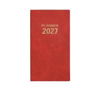 Colcolo Agenda Quotidien Anglais 2027 Couverture PU Reliure Fil Papier Ligné pour Planification Travail Étu Vous Gestion s Tâches Adapté aux Professionnels, Rouge, Style G