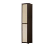 Colcolo Armoire à Chaussures Multicouches Meuble Entrée Étroit Cadre Bambou Maille Aérée Ventilée Poignée Ronde Ouverture Simple Adaptée aux Petits, Noir, Dix Couches Porte Respirante en Maille
