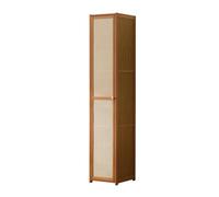 Colcolo Armoire à Chaussures Multicouches Meuble Entrée Étroit Cadre Bambou Maille Aérée Ventilée Poignée Ronde Ouverture Simple Adaptée aux Petits, Marron, Dix Couches Porte Respirante en Maille