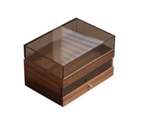Colcolo Armoire de Rangement Organisateur Bureau Tablette Tiroir Vitrine Bois Boîte avec Couvercle Transparent Noix Sud-américaine Meuble de Table Adaptée, Noyer D Amérique du Sud