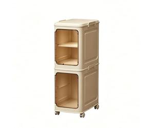 Colcolo Armoire de Rangement Pliable Armoire Placard Meuble Chariot Gain de Place avec Structure Pliante PP Étanche pour Milieux Humides Claires, Crème