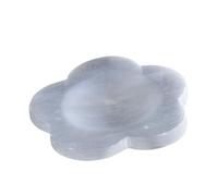 Colcolo Assiette en cristal de sélénite en forme de fleur, cadeau d'anniversaire apaisant, ornements, décoration d'intérieur, plateau de rangement, 9cm