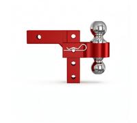 Colcolo Attelage de Remorque Réglable Double Boule Crochet Barre d'Attelage Rotule en Alliage d'Aluminium Résistant avec Axe Sécurisé Antivibrations, Rouge
