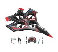 Colcolo Avion Télécommandé RC, Planeur Anti- pour Enfants de 8 à 12 Ans, Modèle de Chasse à 4 Canaux avec éclairage, Rouge avec 1 pile