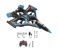 Colcolo Avion Télécommandé RC, Planeur Anti- pour Enfants de 8 à 12 Ans, Modèle de Chasse à 4 Canaux avec éclairage, Bleu avec 2 piles