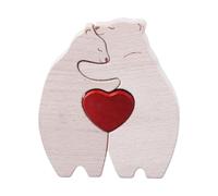 Colcolo Bear Family Wooden Art Puzzle Bears Orners Ornement Home Decoration créative, avec un cœur aimant les parents, maman, cadeau pour la famille, 2 Ours