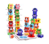 Colcolo Blocs d'Équilibre pour Enfants Jouet de Construction Blocs Animaux Empilables Plateau de Stabilité Jeu Éducatif Intermède d'Adresse Ludique Adapté aux