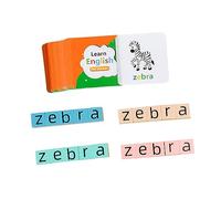 Colcolo Blocs en bois jeu d'orthographe jeu de lettres assorti avec 54 mots à vue jouet éducatif blocs de puzzle alphabet pour enfants d'âge, 20 petits blocs